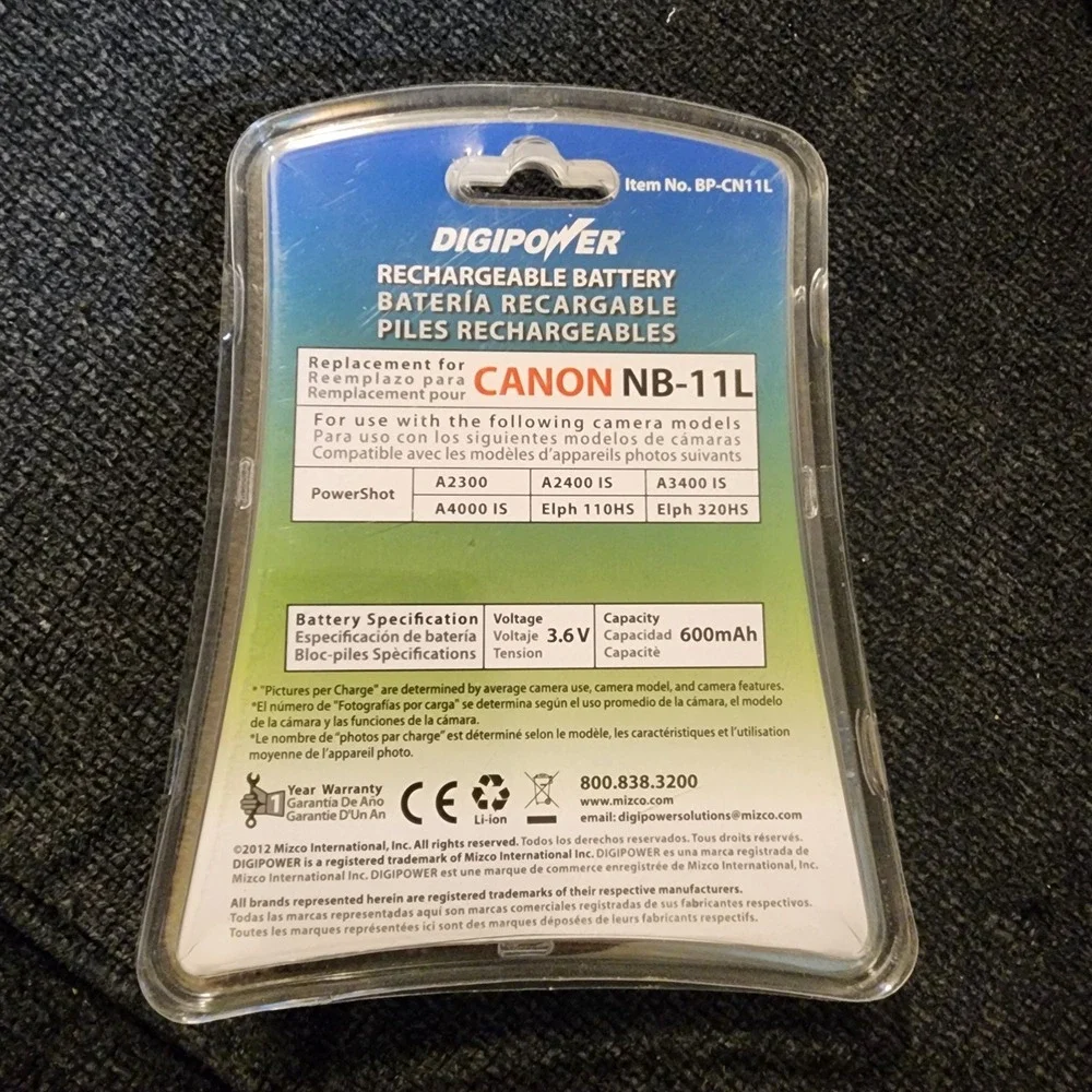 Digipower Digital Camera‎ Rechargeable Battery Canon NB-11L Sealed New